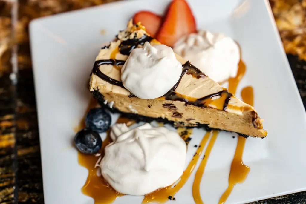 Chocolate caramel drizzle dessert by the 8th Street at the Ivy